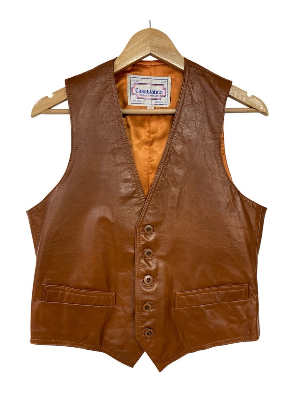 Casablanca Women's Brown Leather Button-Front Vest Size 40 (size 6 or 8)